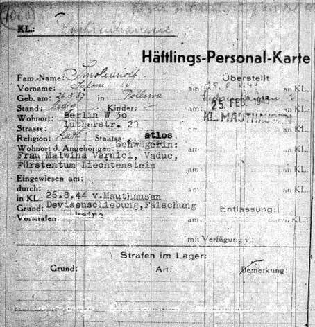 Smolianoff's Prisoner's Card (Haftlings Personal Karte)