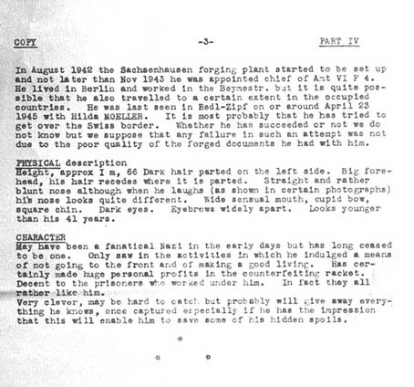 Report of Capt. Michel, French Army re Krueger