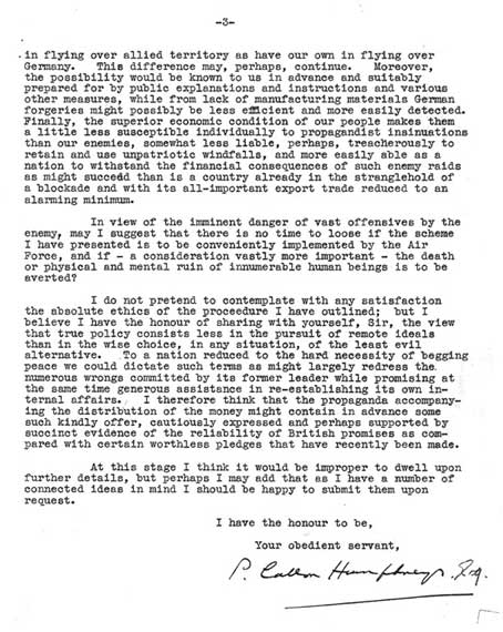 Letter from Humphreys of Campden Hill Gardens October 16, 1939